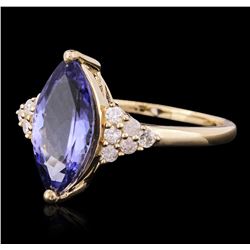 14KT Yellow Gold 2.78ct Tanzanite and Diamond Ring