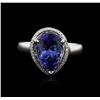 Image 2 : 14KT White Gold 3.51ct Tanzanite and Diamond Ring