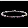 Image 1 : 14KT White Gold 9.60ctw Multicolor Sapphire and Diamond Bracelet