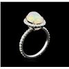 Image 3 : 2.04ct Opal and Diamond Ring - 14KT White Gold