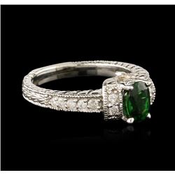 14KT White Gold 0.76ct Tsavorite and Diamond Ring