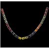 Image 1 : 33.90ctw Multi Color Sapphire Necklace - 14KT White Gold