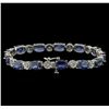 Image 2 : 20.41ctw Blue Sapphire and Diamond Bracelet - 14KT White Gold
