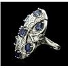 Image 1 : 14KT White Gold 3.78ctw Sapphire and Diamond Ring