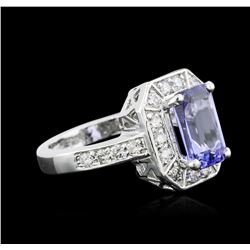 14KT White Gold 2.41ct Tanzanite and Diamond Ring