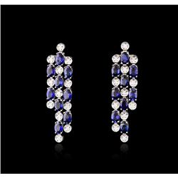 14KT White Gold 9.36ctw Sapphire and Diamond Earrings