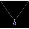 Image 2 : 2.95ctw Tanzanite and Diamond Pendant With Chain - 14KT White Gold