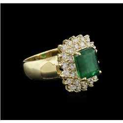 3.21ct Emerald and Diamond Ring - 14KT Yellow Gold