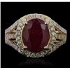 Image 2 : 14KT Yellow Gold 5.07ct Ruby and Diamond Ring