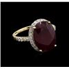 Image 1 : 12.44ct Ruby and Diamond Ring - 14KT Yellow Gold