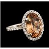 Image 1 : 14KT White Gold 5.34ct Orange Tourmaline and Diamond Ring