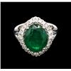 Image 2 : 6.45ct Emerald and Diamond Ring - 18KT White Gold