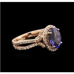 2.65ct Tanzanite and Diamond Ring - 14KT Rose Gold