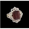 Image 1 : 6.69ct Ruby and Diamond Ring - 14KT Yellow Gold