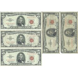 1963 $5 Red Seal Bill Lot of 5