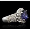 Image 1 : 14KT White Gold 4.79ct Sapphire and Diamond Ring