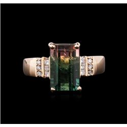 4.49ct Bi-Color Tourmaline and Diamond Ring - 14KT Rose Gold