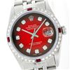 Image 1 : Rolex Stainless Steel Diamond and Ruby DateJust Men's Watch