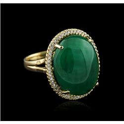 14KT Yellow Gold 21.15ct Emerald and Diamond Ring