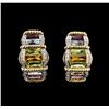 Image 1 : 4.21ctw Multi Gemstone and Diamond Earrings - 14KT Yellow Gold