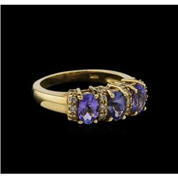 1.42ctw Tanzanite and Diamond Ring - 14KT Yellow Gold