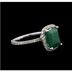 14KT White Gold 2.78ct Emerald and Diamond Ring