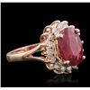 Image 1 : 14KT Rose Gold 4.59ct Ruby and Diamond Ring