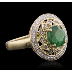 14KT Yellow Gold 2.09ct Emerald and Diamond Ring