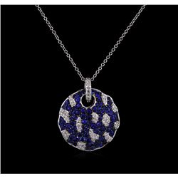1.68ctw Blue Sapphire and Diamond Pendant With Chain - 14KT White Gold