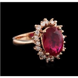 14KT Rose Gold 5.17ct Ruby and Diamond Ring