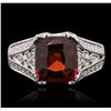 Image 1 : 14KT White Gold 3.50ct Garnet and Diamond Ring