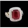 Image 1 : 5.79ct Ruby and Diamond Ring - 14KT Yellow Gold