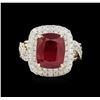 Image 2 : 5.79ct Ruby and Diamond Ring - 14KT Yellow Gold