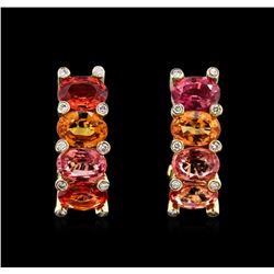 7.98ctw Multi Color Sapphire and Diamond Earrings - 14KT Yellow Gold