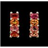 Image 1 : 7.98ctw Multi Color Sapphire and Diamond Earrings - 14KT Yellow Gold