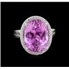 Image 1 : 9.84ct Kunzite and Diamond Ring - 14KT White Gold