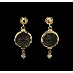 14KT Yellow Gold Roman Coin Circa 12 BC-15 AD Earrings