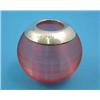 Image 1 : A late Victorian cranberry glass match tidy of ribbed globular form with silver mounted rim, 2.25...