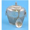 Image 1 : A late Victorian silver tea caddy of demi fluted oval form, together with a later caddy spoon....