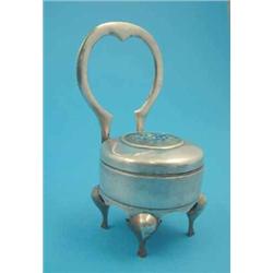 A novelty plated "chair" trinket box with enamelled seat, 5.5 ins....
