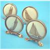 Image 1 : An Edwardian set of four silver menu holders inset with watercolours of yachts, Chester 1909....