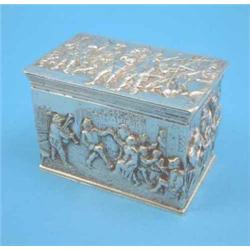 A 19th Century Dutch silver trinket box, decorated in relief with "The Night Watch", 4.25 ins....