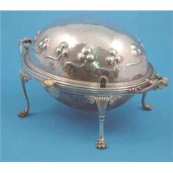 A plated oval revolving breakfast tureen....