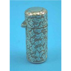 A Victorian Mordan & Co silver scent flask with ivy engraving, 2 ins....