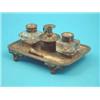 Image 1 : An Old Sheffield plate double inkstand with two associated wells....