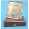 Image 1 : A Victorian square form silver salver with bright cut foliate engraving, Makers Martin Hall & Co....