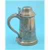 Image 1 : An Old Sheffield plate tankard with domed lid, twin loop thumbpiece and scroll handle....
