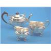 Image 1 : An Edwardian 3-piece silver tea set of panelled oval form, Sheffield 1905, Gross 19 oz....