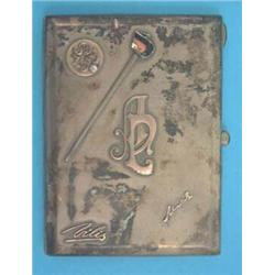 A Russian 875 standard cigarette case with applied and enamelled decoration, 4.5 ins....