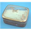 Image 1 : A Japanese silver, copper and gold box and cover decorated with geese flying over a pond, 3.75 in...